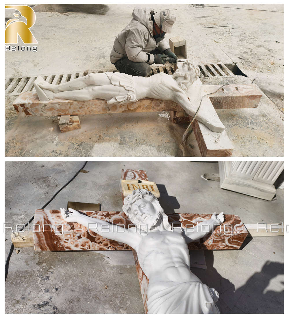 hand carving process of jesus sculpture