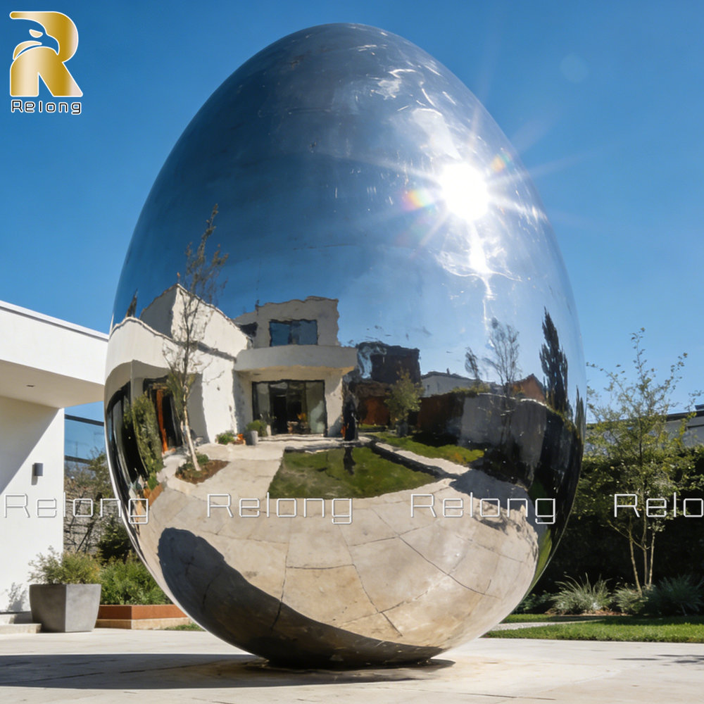 mirror polished egg sculpture
