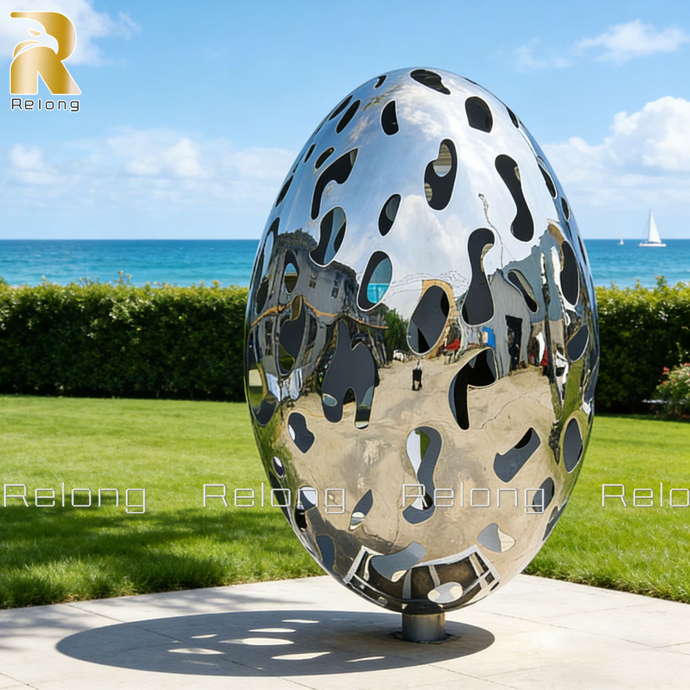 stainless steel egg sculpture