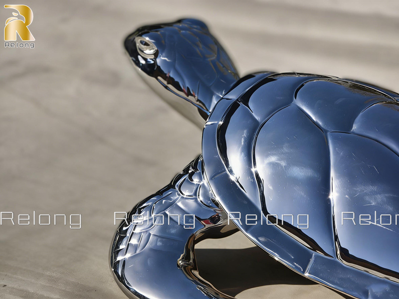 stainless steel sea turtle sculpture