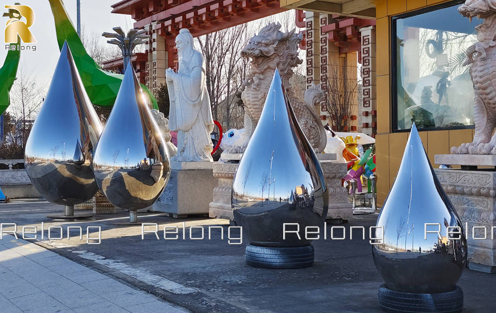 various stainless steel raindrop sculpture