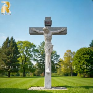 white Jesus on the Cross sculpture