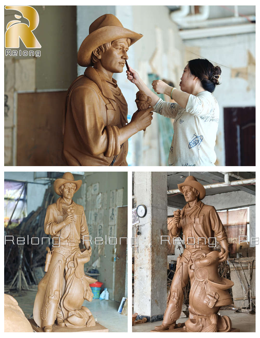 cowboy sculpture clay model