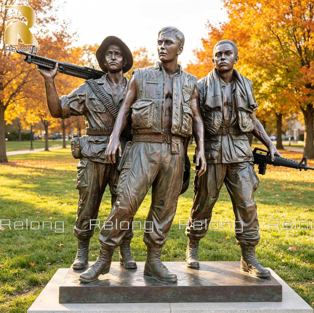 life size three soldiers statue