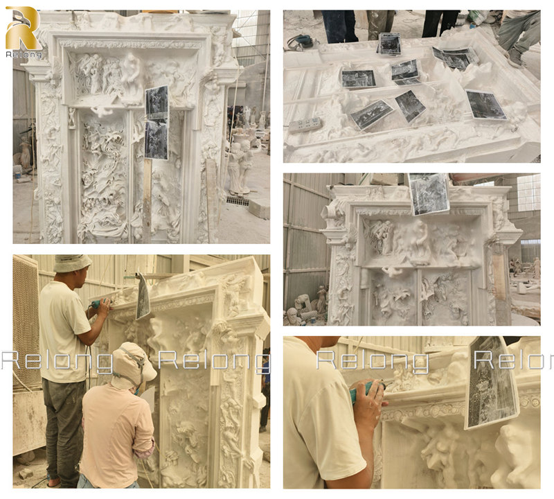 marble replica of “The Gates of Hell” carving process