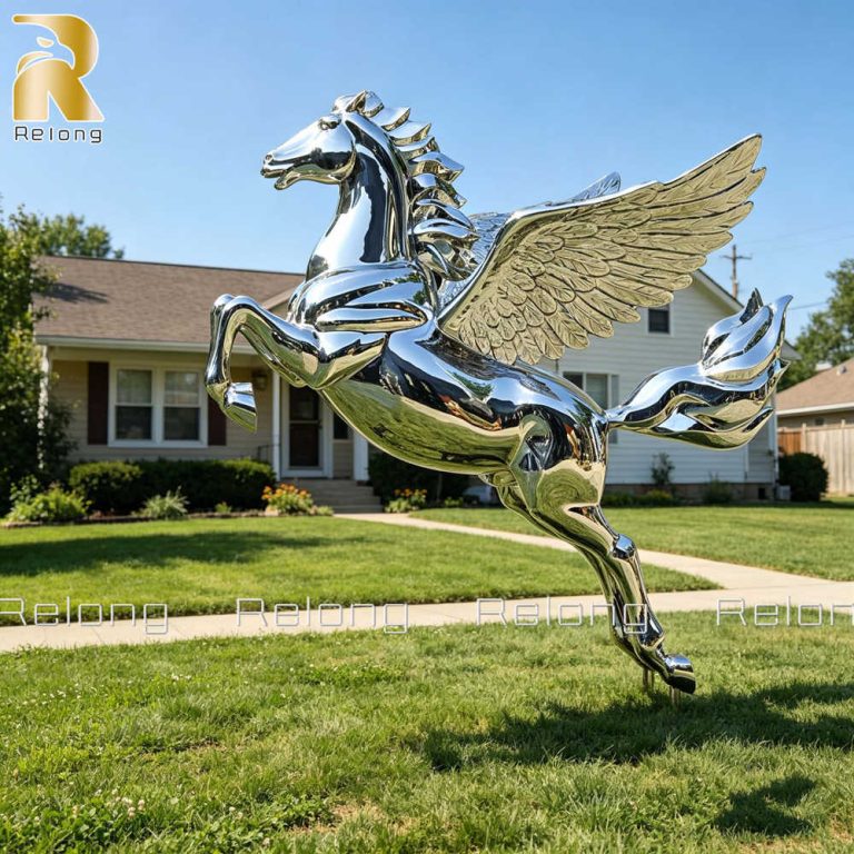 modern metal pegasus statue