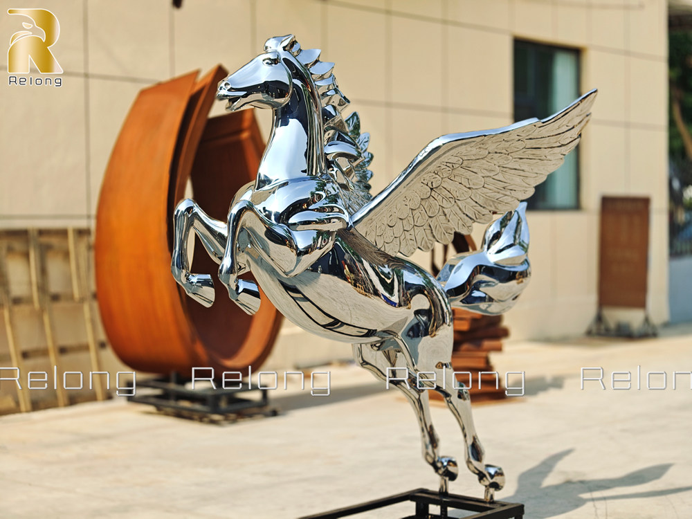 stainless steel pegasus sculpture at Relong Factory