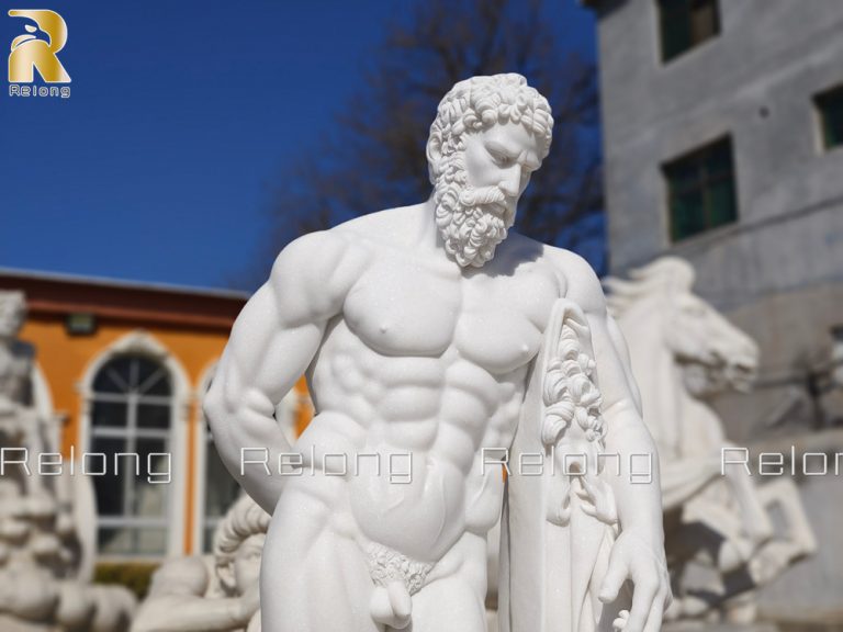 Exquisite Marble Hercules Sculpture Detailed Musculature