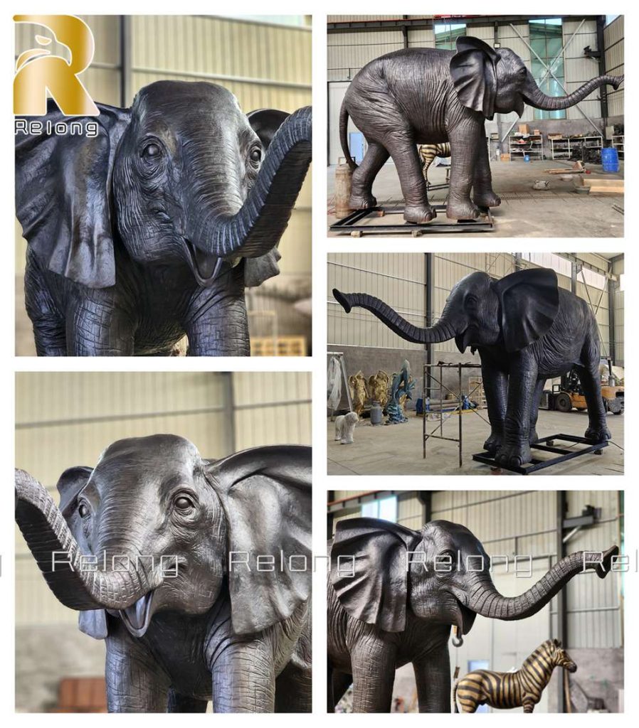 Large African elephant statue details