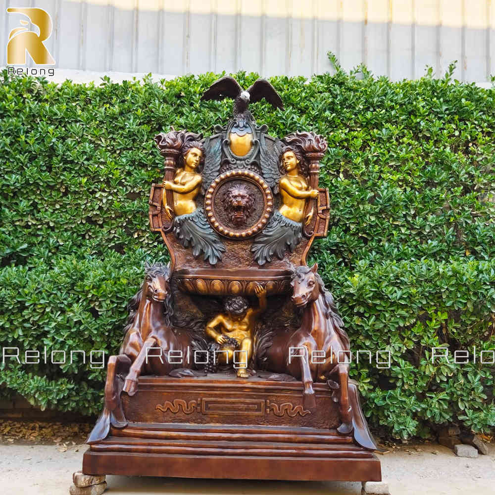 bronze horse and eagle wall fountain