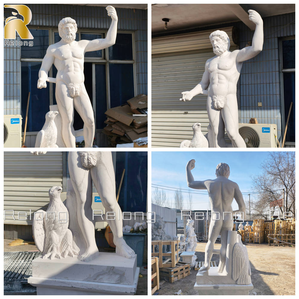 hand carved zeus statue details