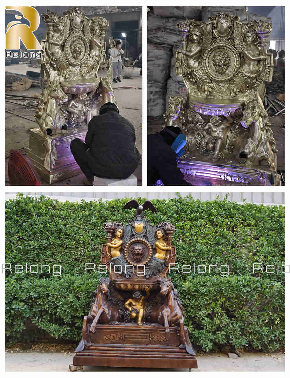 horse and eagle fountain casting process