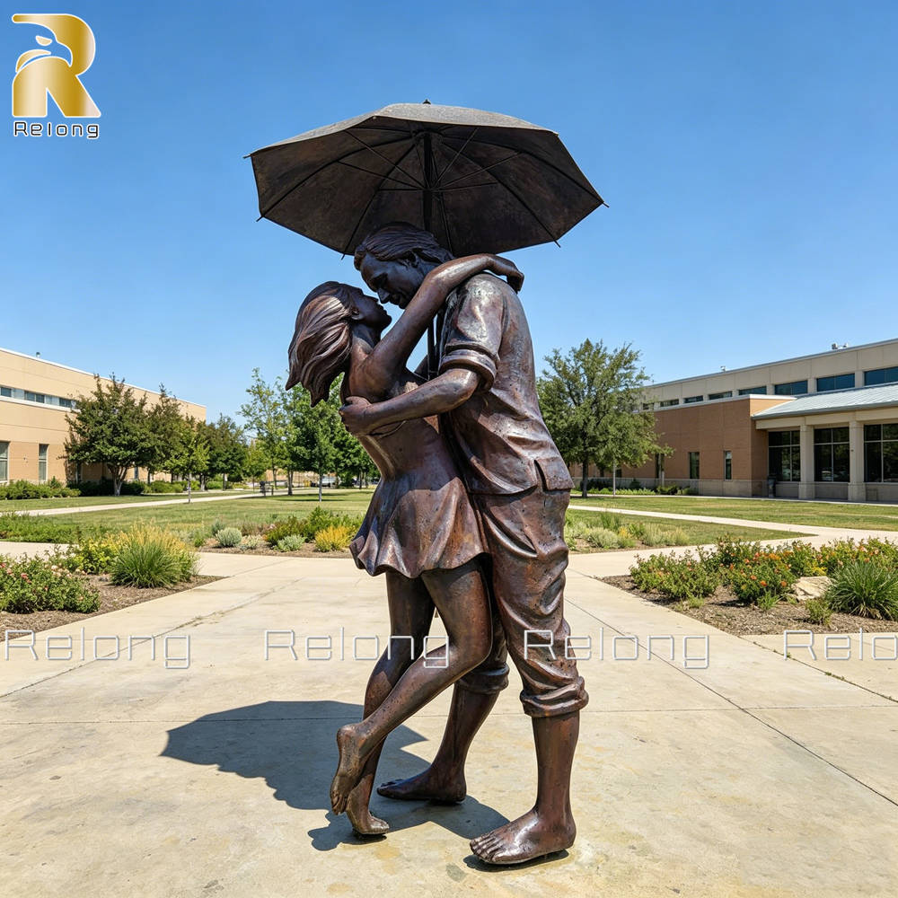 life size couple embracing sculpture