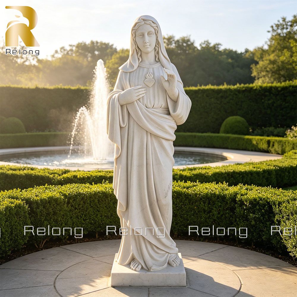 Immaculate Heart of Mary marble statue for outdoor garden