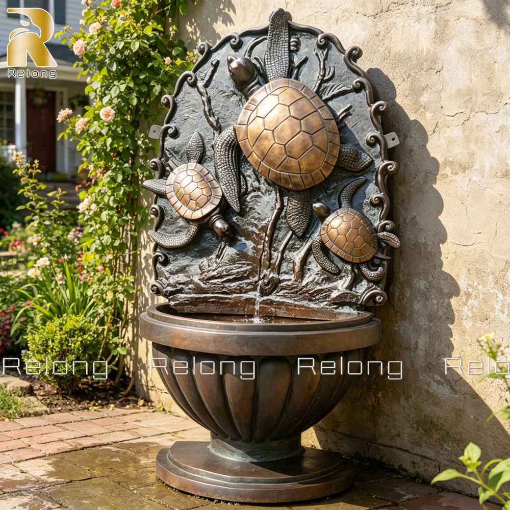 Three Turtle Bronze Wall Fountain RLBF-012