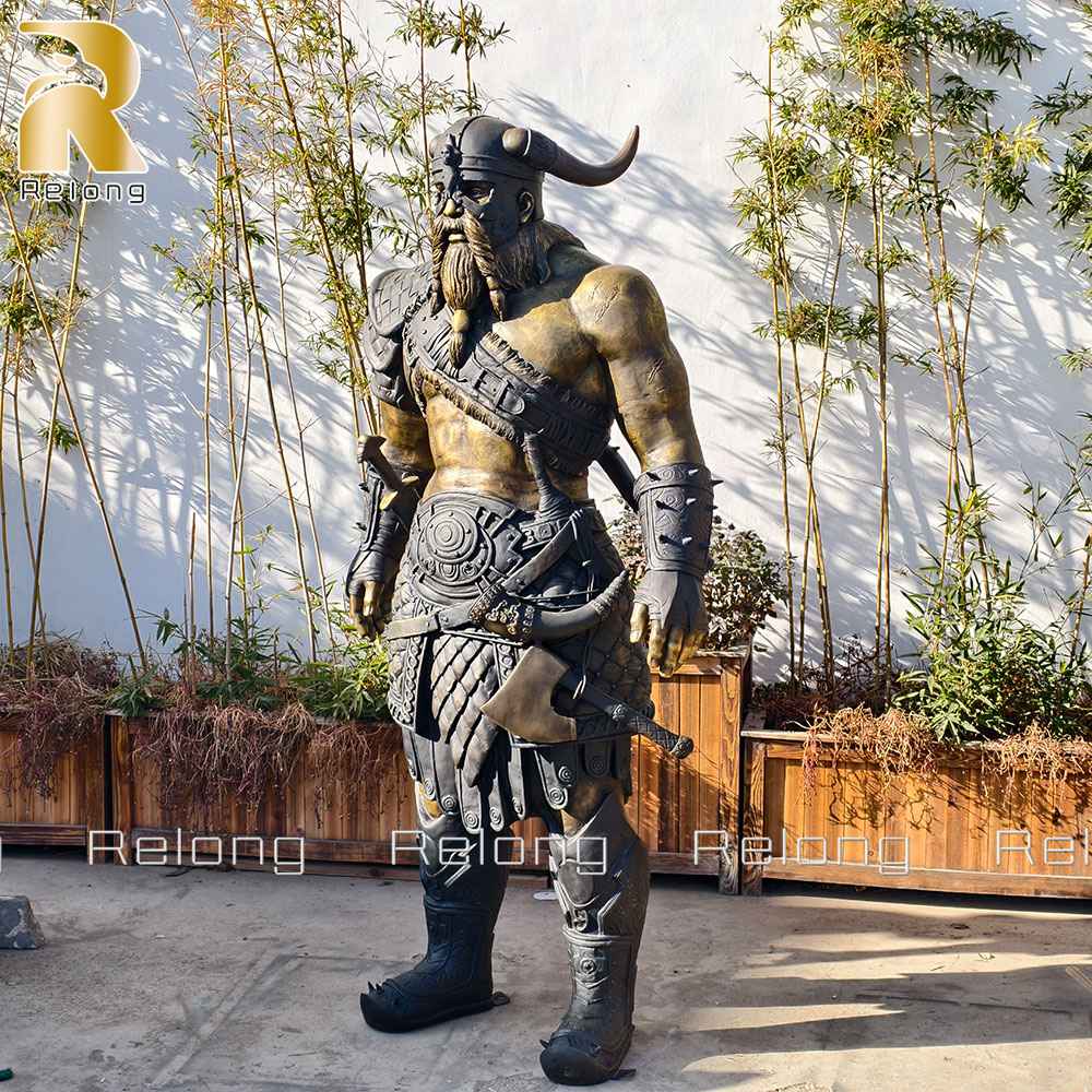 Outdoor bronze Viking statue