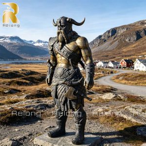 Viking bronze statue displayed in outdoor