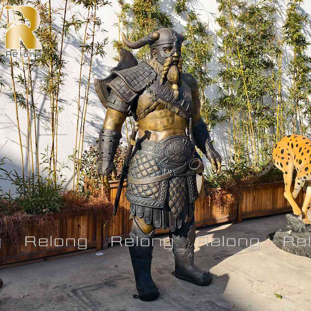 Life size Viking bronze statue in foundry