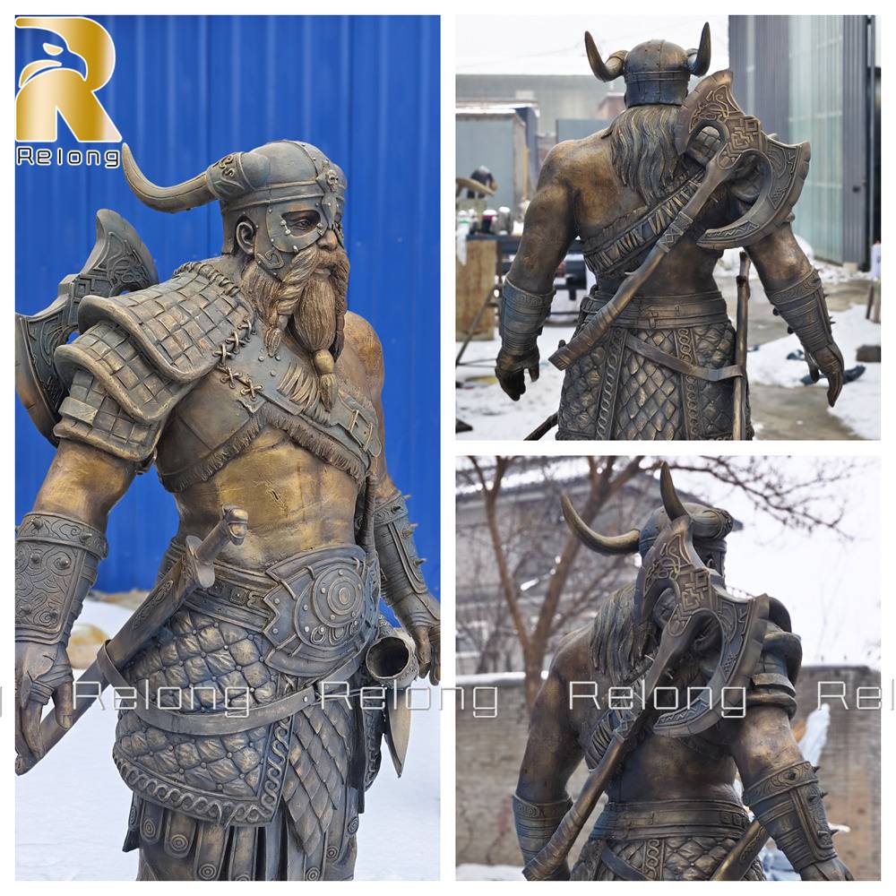 Finished life size Viking bronze statue
