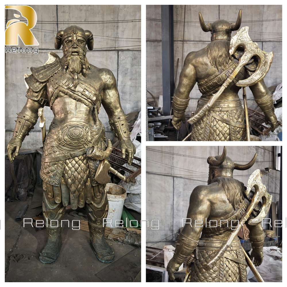 Polished Viking bronze statue