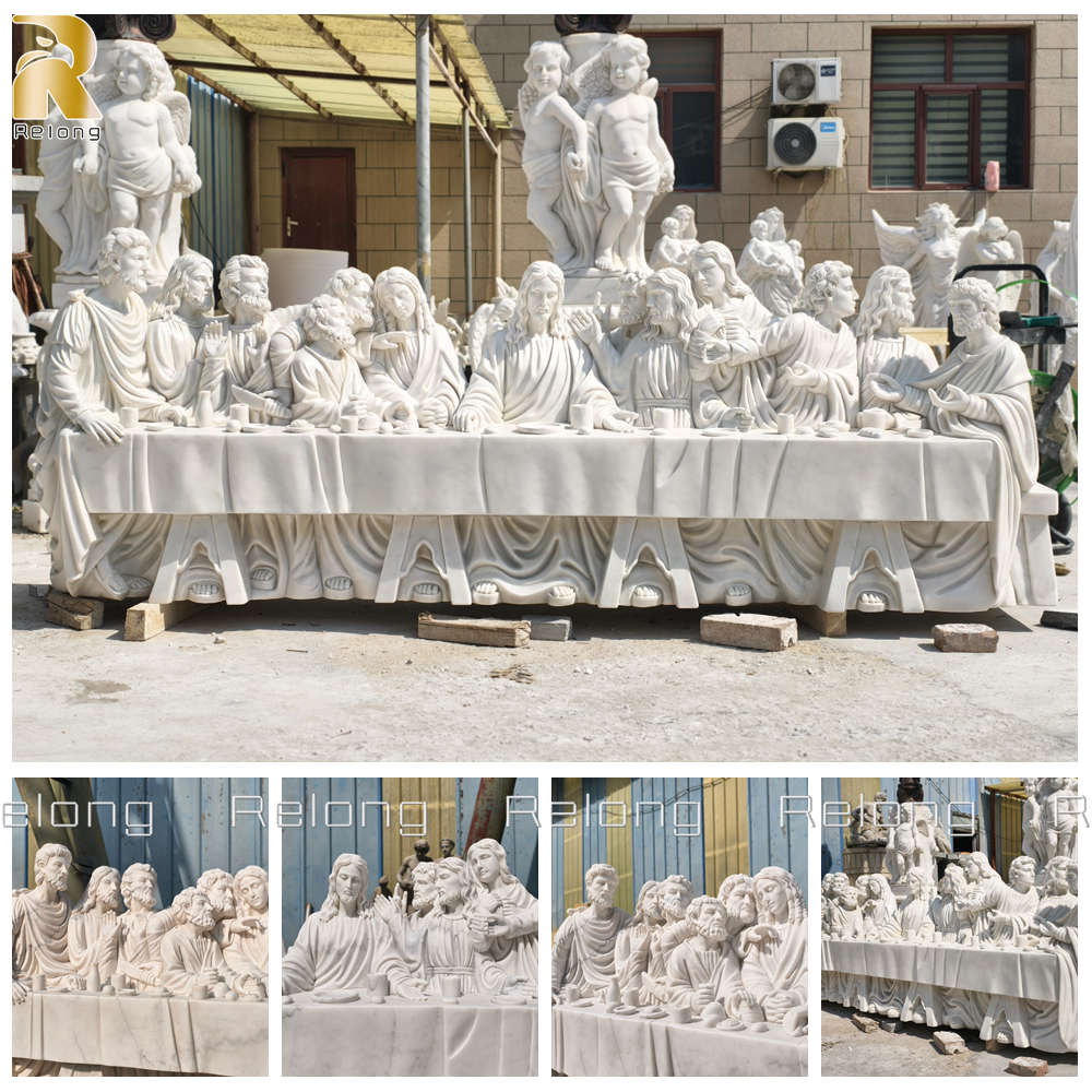 Last Supper marble sculpture carving details