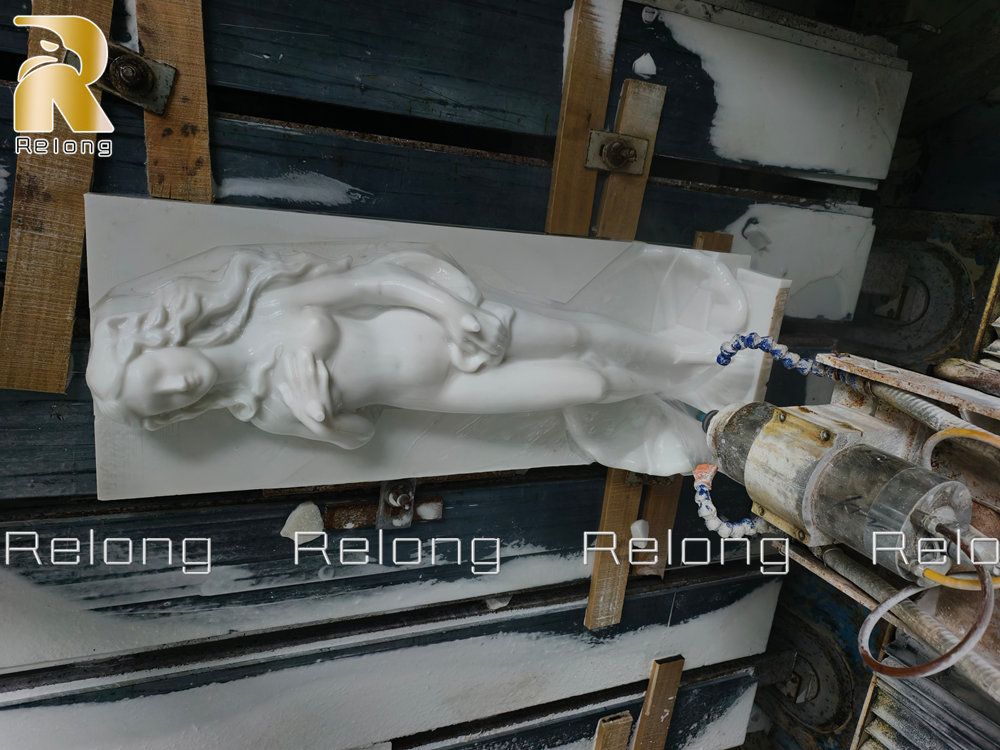Machine-carved marble sculpture
