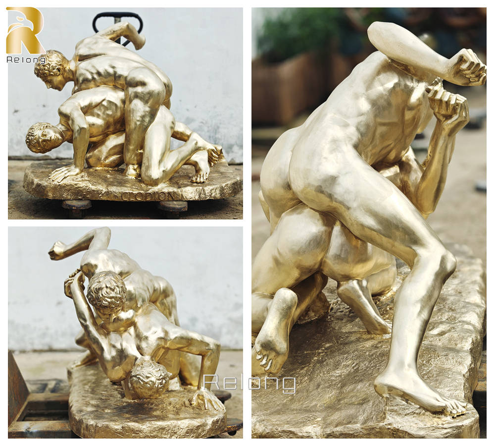 Wrestlers Bronze Statue in production at Relong Factory