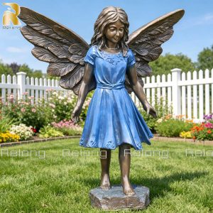 bronze little girl angel statue