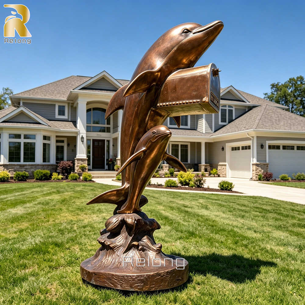 brown bronze dolphin mailbox