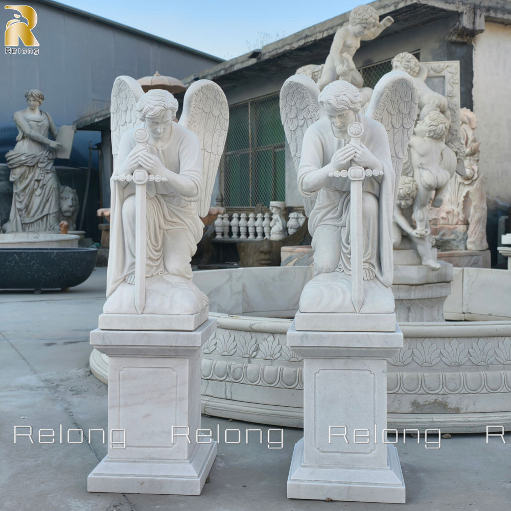 completed kneeling angel statue