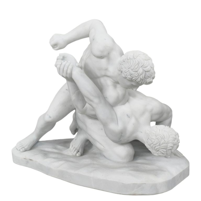 hand carved marble the wrestlers sculpture (1)