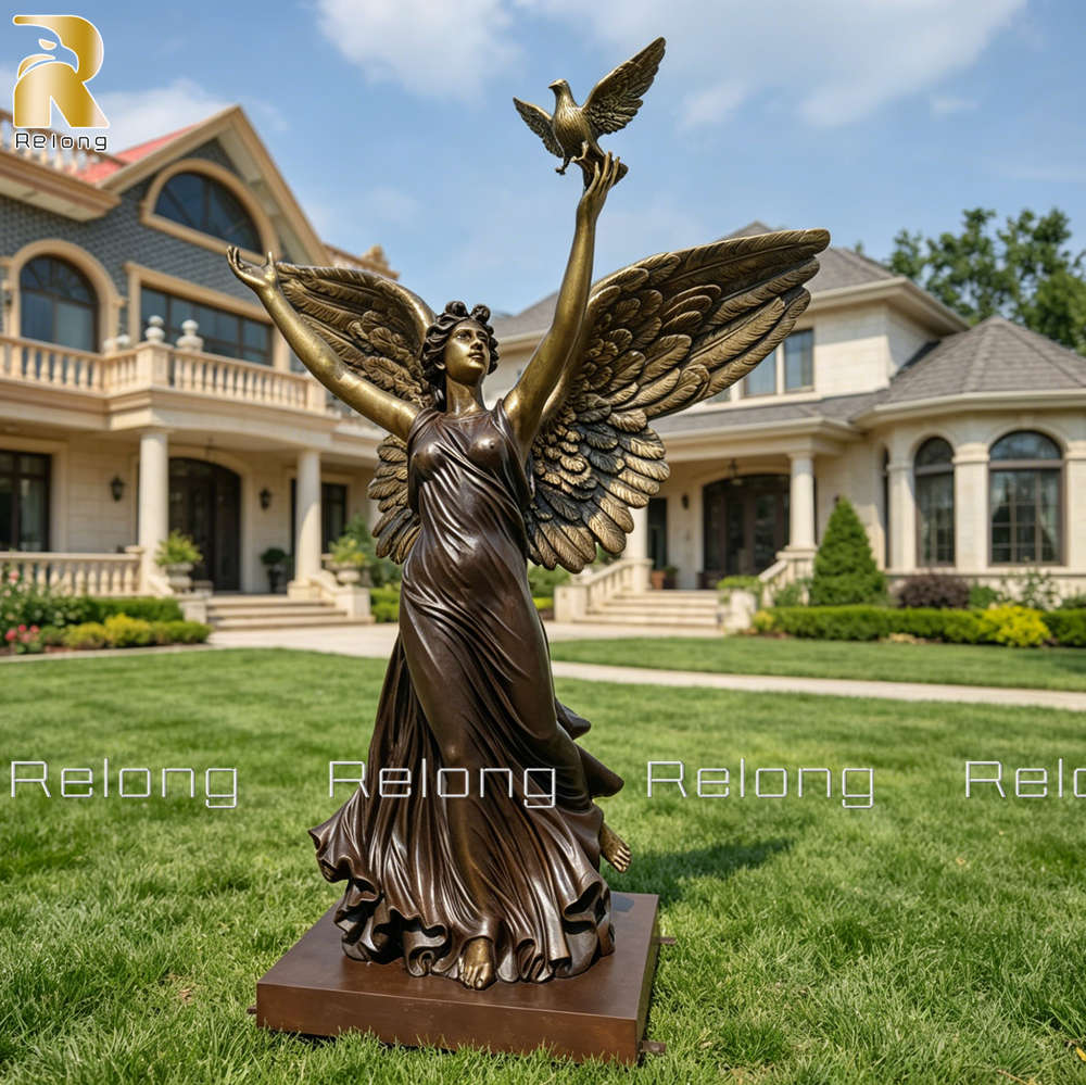 large angle holding dove sculpture