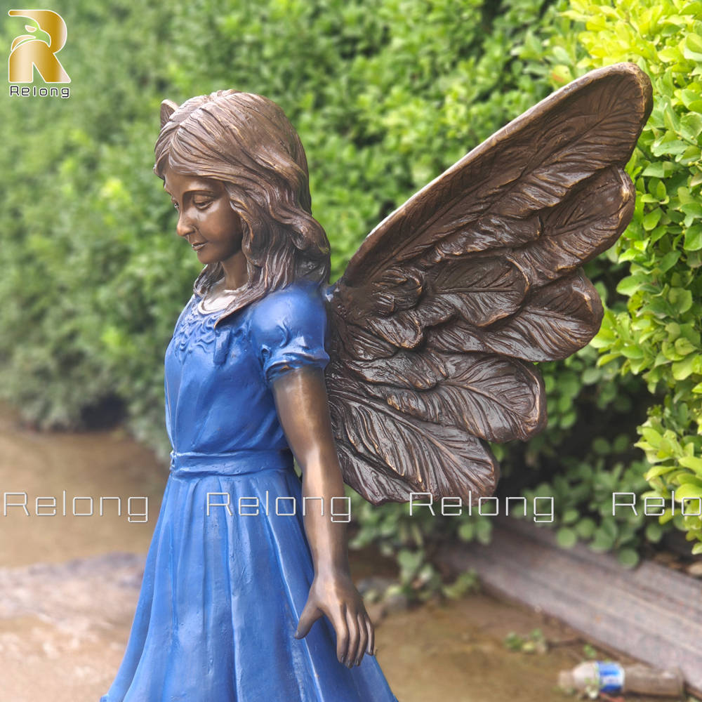 little girl angel statue side view