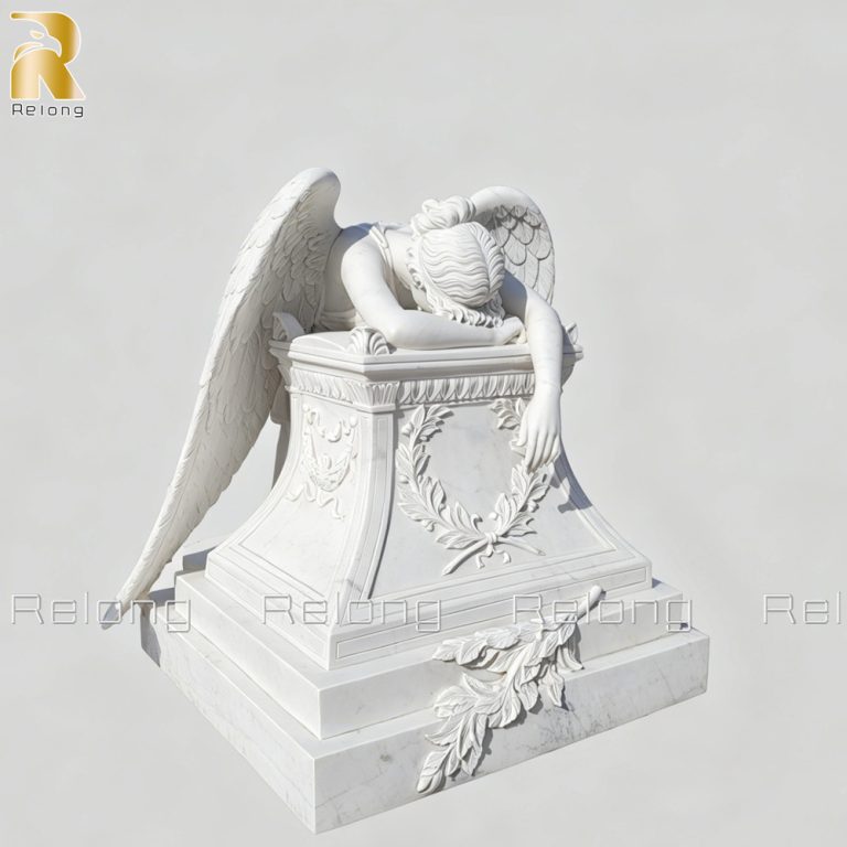 marble weeping angel memorial statue