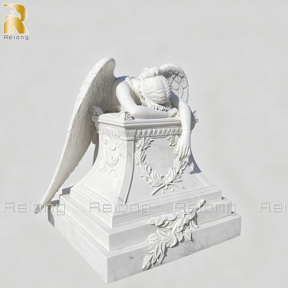 marble weeping angel memorial statue
