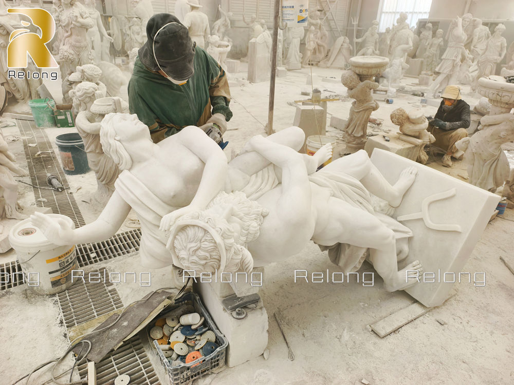secondry carving process of a marble sculpture