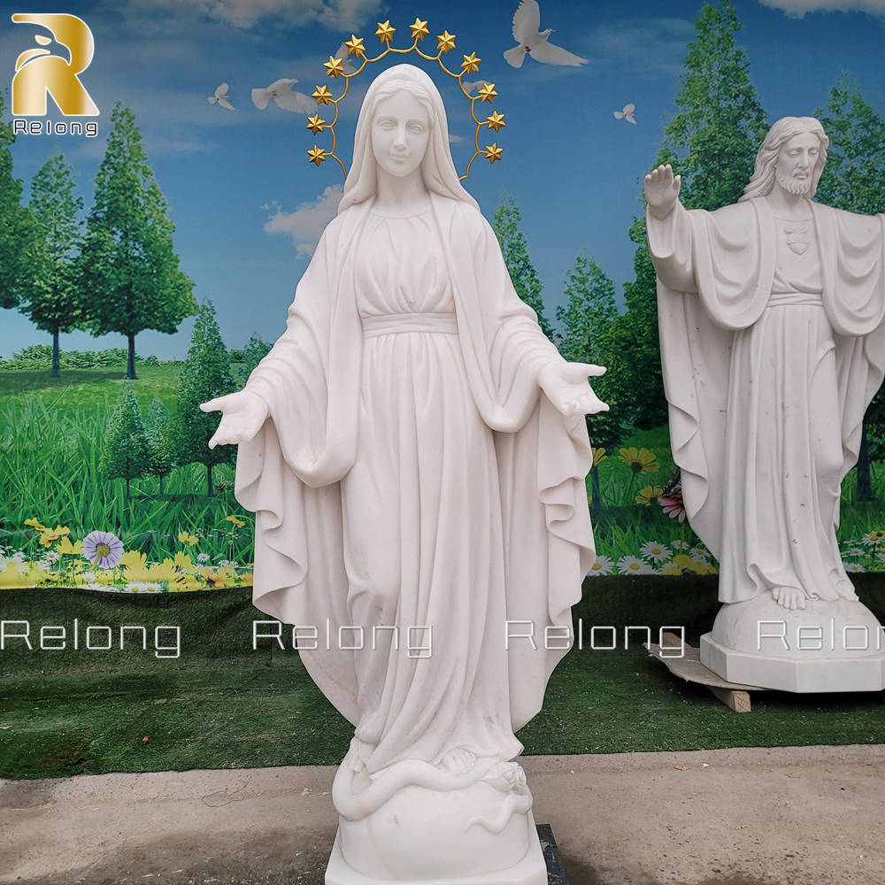 white Immaculate Conception Statue carved by Relong Factory