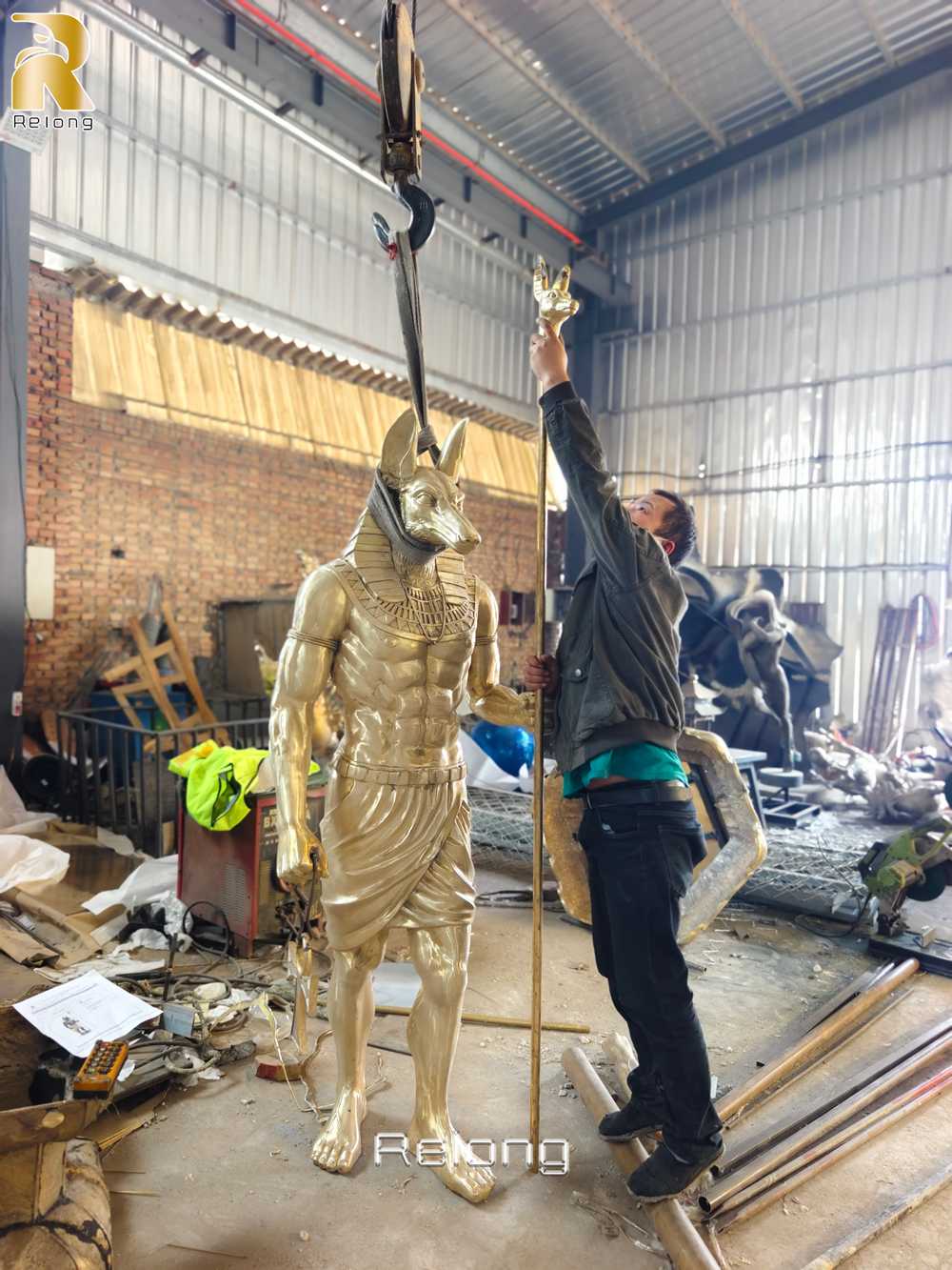 Bronze Ancient Egypt Anubis Statue Craftsmen Making Process