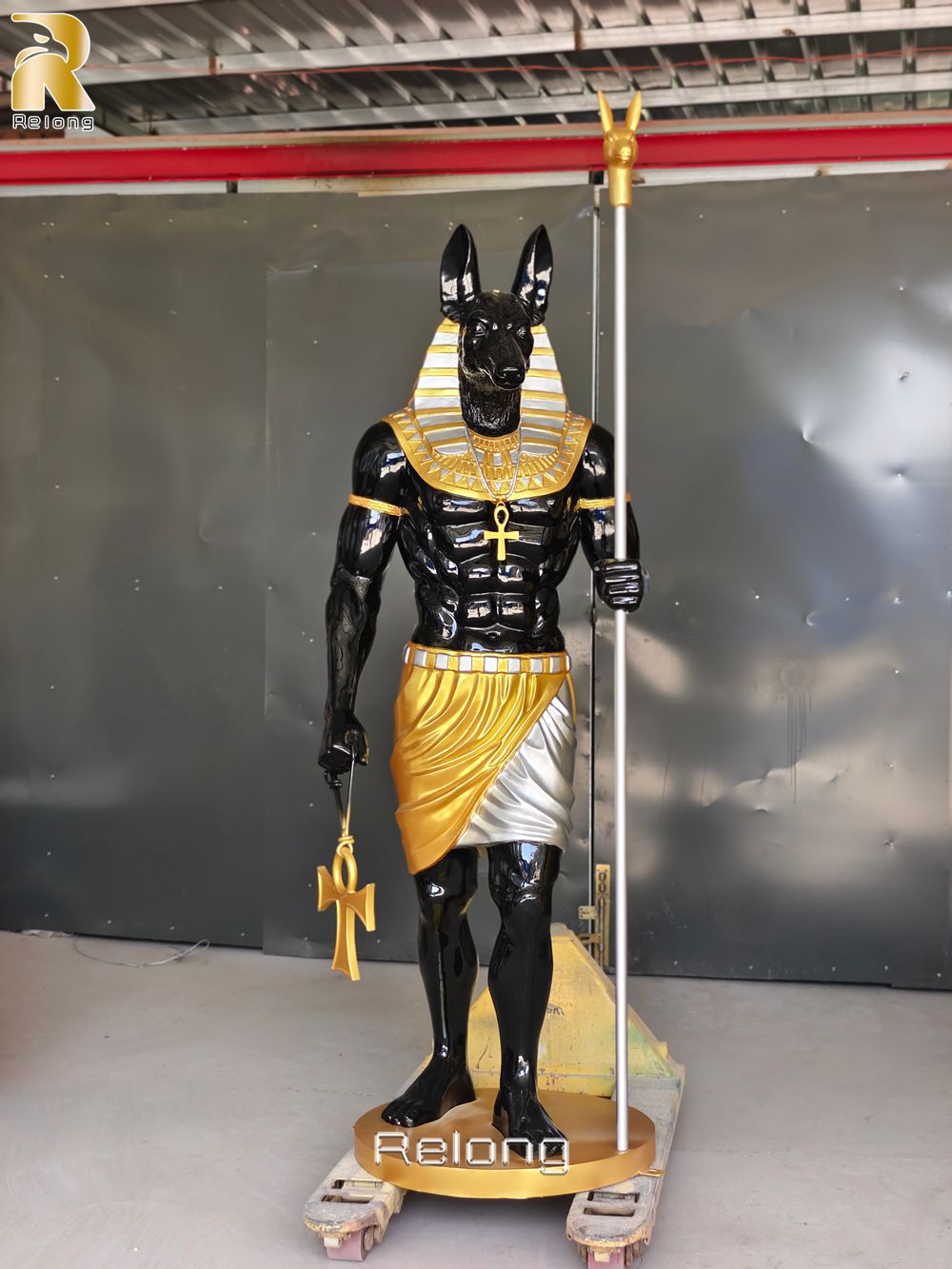 Bronze Ancient Egypt Anubis Statue Front View