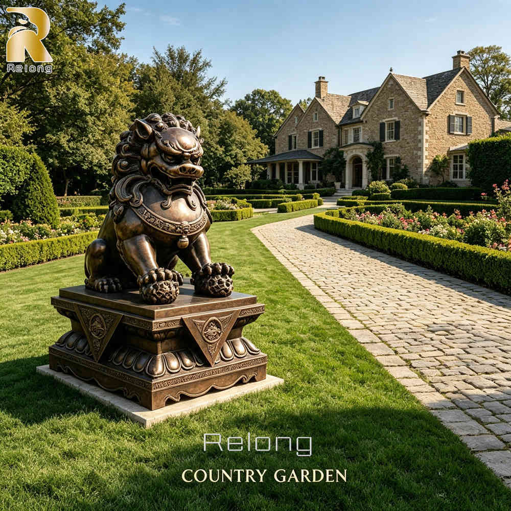 Bronze Chinese Lion Statue for Garden Decor