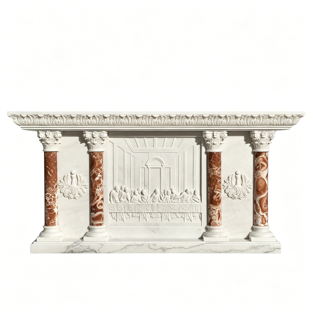 Carved Marble Last Supper Church Altar RLMA-012