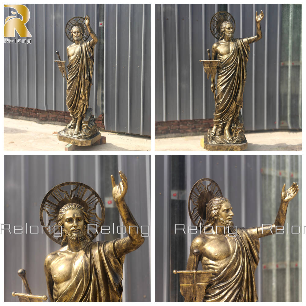 Details of the sculpture of the completed Risen Jesus