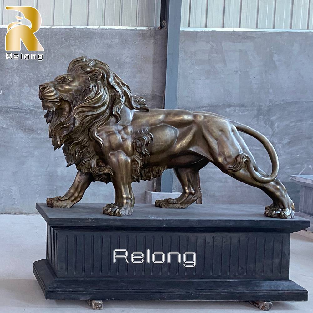 Majestic Walking Lion Statue
