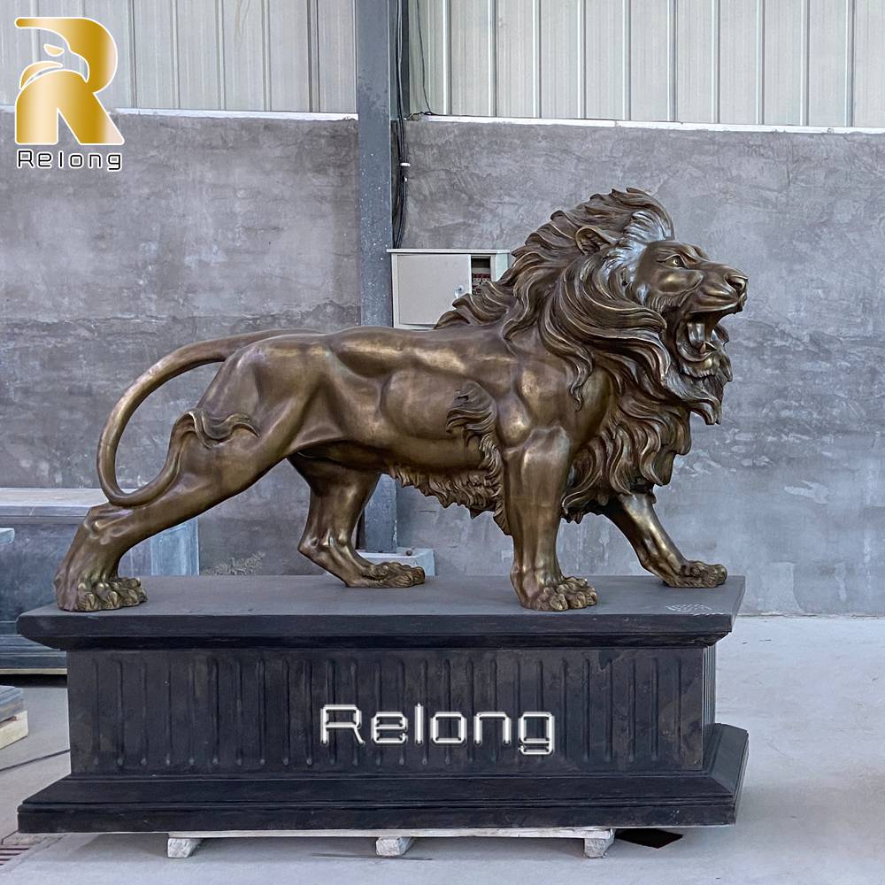 Roaring Walking Lion Statue