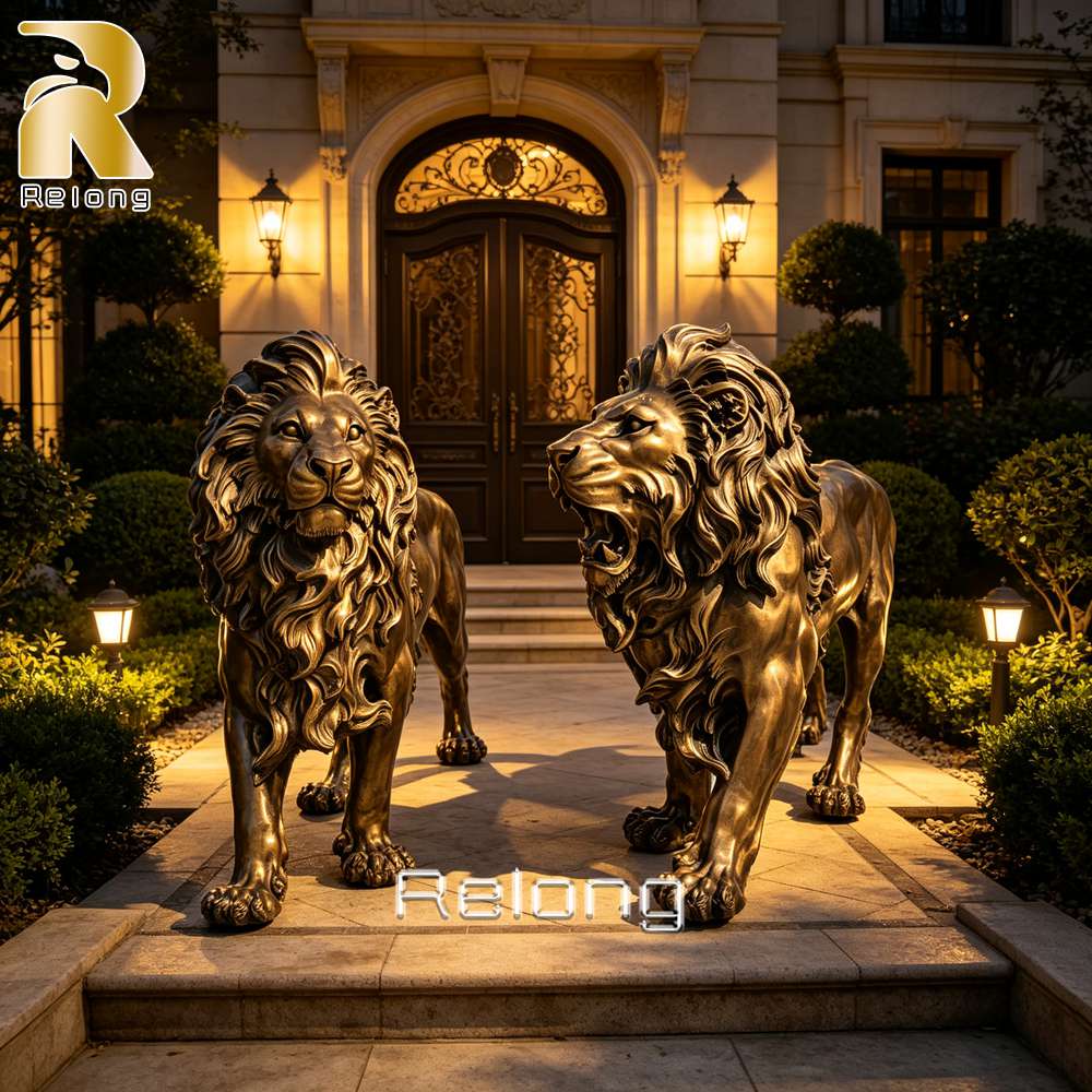 Walking Lion Statue Outdoor Decor