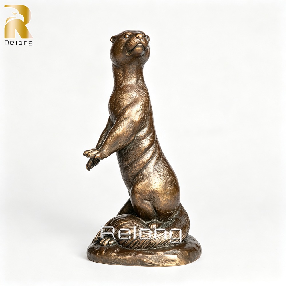 antique bronze finish otter sculpture