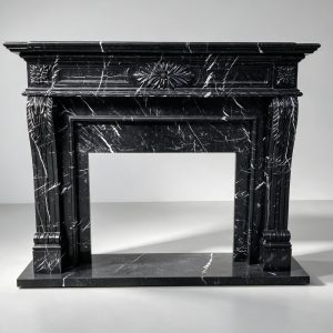 black marble fireplace surround