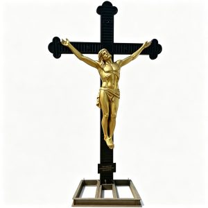 bronze jesus on the cross statue