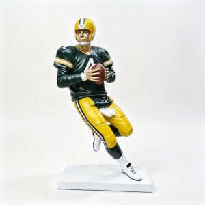 bronze rugby player statue front view
