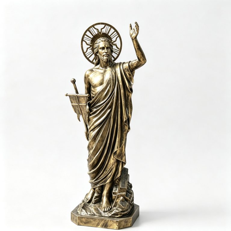 bronze sculpture of the Risen Jesus